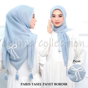 HIJAB SEGI EMPAT  PARIS CEQUETTE PITA BESAR