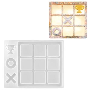 Tic-Tac-Toe Ox Chess Game Silicone Molds Epoxy Resin Mirror Mould for DIY Art Crafts Jewelry Making Clay Resin Casting Handmade