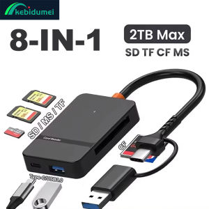 Kebidumei | Kebidumei USB C 8-in-1 Card Reader Multi-functional Card Reader Adapter Support SD/TF/CF/MS 5Gbps Write Read U Disk Flash Reader