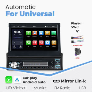 1 Din Car Radio Wireless Carplay Android Auto Universal 7" Auto Retractable Screen 1Din Car Multimedia Video Player MP5 BT USB
