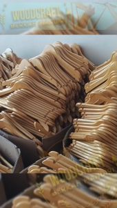 12 PCS HANGER KAYU NATURAL PALANG DEWASA PREMIUM GANTUNGAN BAJU