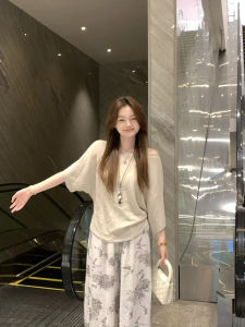 Ssman Spicy Girl Shoulder Bared Batwing Sleeve T Shirt Women Summer New Lazy Style Lyocell Shoulder Top Linen Material round Neck