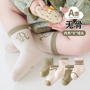 ถุงเท้าเด็กผ้าฝ้ายแท้ครึ่งแข้งแบบไม่มีกระดูกสำหรับฤดูใบไม้ร่วงและฤดูหนาวสำหรับเด็กผู้ชายและผู้หญิง ถุงเท้าเด็กตัวแรก