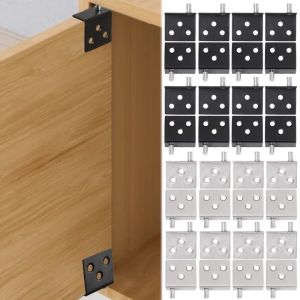 2/4Set Concealed Hinges Invisible Cabinet Up and Down Door Pivot CT Corner Codes Hanging Tile Bracket for Wood Panel Cupboard