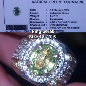 Batu akik cincin Natural top quality luster Apple green tourmaline mozambique no treatment