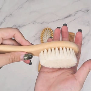 Eco-friendly Natural Baby Hair Brush Ultra-Soft Goat Hair Bristles Compostable Zero Waste