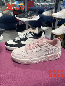 XTEP Womens Flat Sneakers 2024 Autumn New Fashion Sweet Patchwork White Shoes Low Top Breathable Comfortable Sporty Casual