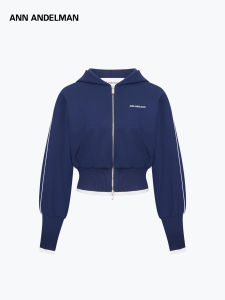 ANN ANDELMAN | High Waist Hooded Zip-up Blouse Lantern Sleeve Hoodie