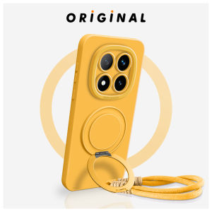 GGUU | Full Cover Anti-fall Phone Case With Rotating Stand and Lanyard Silicone Simple Color For Redmi Note