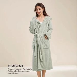 Bathrobe Hooded Waist-Tie Absorbent Quick-Dry