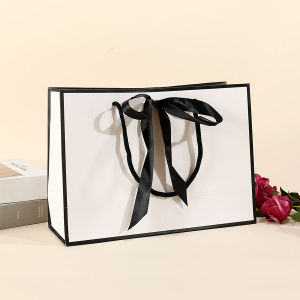 1PC/5PCS Simple Black Bow Gift Bag Handbag