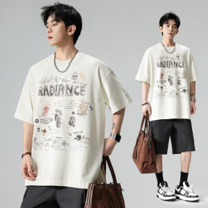 Wood soon | Retro Short Sleeve Loose Aged Letter Printed Cotton T-Shirt