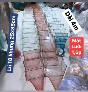 Lú bát quái 18 khung Lú 12 cửa dài 4m khung 25 x 35cm Mắt lưới 15p và 25p