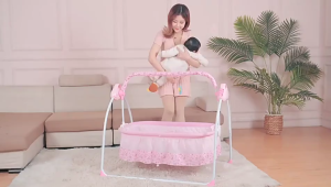 【COD】Auto Swing Baby Cradle Pro - 6-Speed Remote Control & Anti-Rollover Katil Bayi | Portable Foldable Design with Soothing Music (0-18M 15KG)