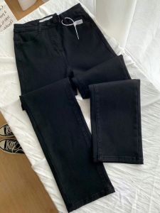 High Waist Black Denim Pants Womens Pear Shape Body Spring Summer Large Size Slimming Nine Point Jeans Straight Leg Trousers