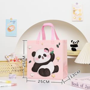 Waterproof Halloween Cartoon Film Laminated Gift Bag Cute Panda Non-Woven Bag Birthday Kindergarten Packaging Rice Box