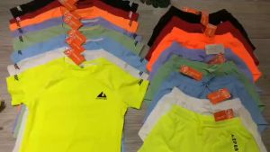 Bộ đồ tập gym yoga aerobic thể thao nữ bao gồm áo thun phủ bụng quần đùi 2 lớp chất liệu thun poly thoáng mát BINSPORTS BN099