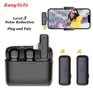 Wireless Lavalier Microphone: Mini Portable Noise Reduction Audio Video Recording Microphone For iPhone & Android With Charging Box