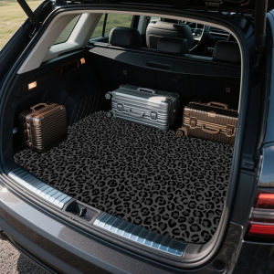 VIKAMA Leopard Print Trunk Mat Black Non Slip Universal Car Boot Liner Wild Style Car Interior Mat
