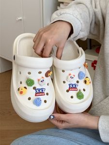 Womens Summer Cute Monster Beach Thong Shoes Outdoor Anti-slip EVA Thick Bottom Heightening Parent-Child Clog Shoes