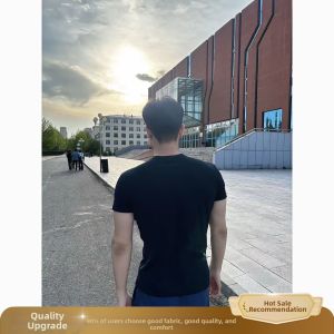 ZHUOCAN | Black Sleeve-tightening Slim Fit Muscle Short Sleeve T-Shirt