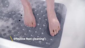 Non Slip Suction bath mat anti slip bathroom floor mat with soft bristles massage quick dry shower mat with hole water drain rubber waterproof absorbent matting anti-bacterial mildew resistant eco-friendly extra long supplies kitchen toilet accessories