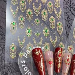1Pcs 5D Valentines Day Nail Art Stickers Pink&Gold Heart with Bow Design Self-Adhesive Manicure Decals for Romantic Nail Decor