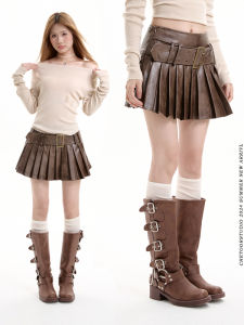 Black PU Leather A-Line Mini Skirt Womens High Waist Slim Fit Spring Autumn New Style Korean Fashion Pure Color Short Skirt