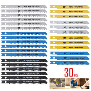14-34Pcs Jig Saw Blade Set High Carbon Steel Assorted Saw Blades with U-shank Sharp Fast Cut Down Jigsaw Blade Woodworking Tool