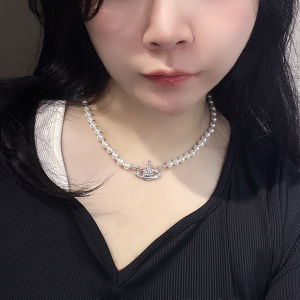 สร้อยคอโซ่กระดูกไหปลาร้าไข่มุกสไตล์เกาหลีสำหรับผู้หญิง เครื่องประดับแฟชั่น โซ่กระดูกไหปลาร้า โซ่คอแบบจี้รูปทรงโลหะผสม