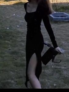 LU CHER ชุดเดรสแขนยาวเซ็กซี่ย้อนยุคย้อนยุคแบบฝรั่งเศส