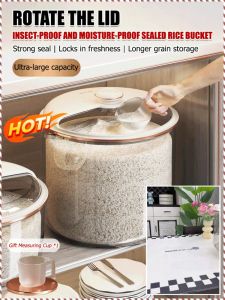 ภาชนะอาหาร ซีลกันแมลงและกันความชื้น ทําความสะอาดง่าย กล่องเก็บข้าว โปร่งใส รับข้าวอย่างรวดเร็ว
