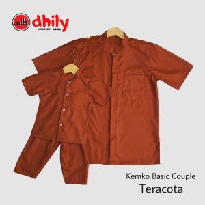 Kemko Basic couple ayah anak baju koko couple ayah anak TERACOTTA by Dhily