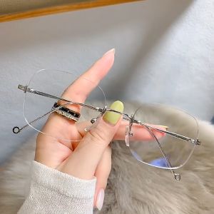 Kacamata Fashion Rimless Bluecromic Wanita Photocromic Anti Radiasi Blueray korea style A027