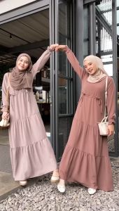 HAYNA Jennie Dress (Hazelnut) - Daily Dress Busui Friendly Korean Style Gamis Wanita Muslim