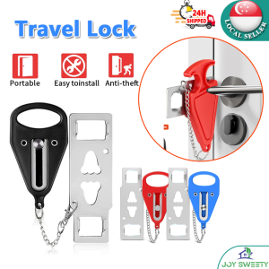 【SG Stock】Portable Door Lock Safety Latch Stopper Security Door Stop For Travel Accommodation Hotel Security Lock Anti-theft