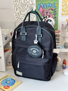 Japanese Style College Student Backpack for Junior High School Girls University Womens Small Color Block Double Shoulder Bag Forest Girl Backpack