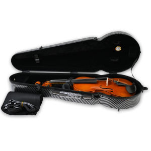 Black Grid Violin Hard Case 4/4 Size Triangular Waterproof Lightweight Violin Bag with Adjustable Straps