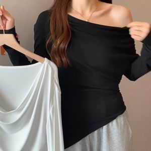 ELMORA | BJ1736 Baju Atasan Kaos Knit Sweater Rajut Wanita Seksi Bahu Sabrina Korea Lengan Panjang
