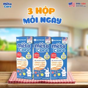 Thùng sữa bột pha sẵn Nutricare Metacare ECO cho bé đề kháng khỏe tăng cân cao lớn (180ml x 48 hộp)