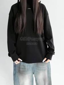 MUYUZI | Grey Minimalist Turtleneck Loose Oversized Base Layer