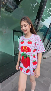 SC Sports เสื้อพิมพ์ลาย เสื้อกีฬา ลายขนมมะเขือเทศ งานจริงสวยสีสดคมชัด หนา145g