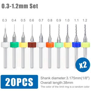 Bộ 50 Mũi Khoan Cacbua 03-12mm CMCP PCB Bảng Mạch Dụng Cụ Khoan Với Mũi Khoan Siêu Nhỏ 1/8  Shank Để Chế Biến Gỗ