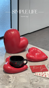 ชุดเซรามิกใหม่ รูปหัวใจ ชามและจาน กล่องทิชชู่ สำหรับใช้ในบ้าน บนโต๊ะห้องนั่งเล่น หรูหรามีระดับ เหมาะสำหรับของขวัญให้คนรัก