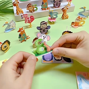 Puzzle Kertas 动物数字纸质立体拼图 Animal Number 3D Paper Puzzle 创意手工益智拼装模型儿童早教玩具 Kids Craft Educational Toys