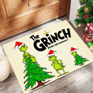 VIKAMA Christmas Grinch Rug Living Room Entryway Holiday Home Decor Skin-Friendly Wear-Resistant Easy-to-Clean