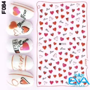 Miếng Dán Móng Tay 3D Nail Sticker Chủ Đề Tình Yêu Họa Tiết Trái Tim F084 Và Hoa Văn XoXo Princess Baby Honey F084 - F086