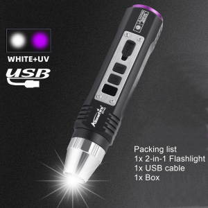 Alonefire | High Power 20W UV 365nm+White Light Lighting Flashlight USB Rechargeable Invisible Ink Marker Cat Dog Urine Scorpion Money Torch