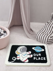Water Absorbent Non-Slip Bathroom Door Mat Velvet Carpet for Toilet Entrance Home Use Modern Simple Style Machine Washable