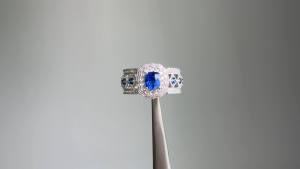 GIA 0.79Ct Burma No Heat Blue Sapphire Ring with Natural Diamond in platinum